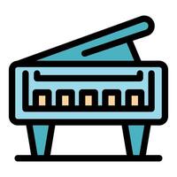 Blue grand piano with open lid and keyboard displayed vector