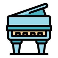 Light blue grand piano with open lid showing keyboard vector