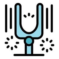 Tuning fork vibrating and producing sound waves vector