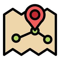 Location pin showing route on folded map vector