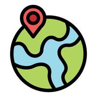 Global positioning system pinpointing location on planet earth vector
