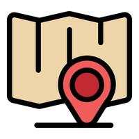 Location pin pointing on folded paper map for navigation vector
