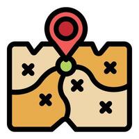 Location pin showing destination on folded paper map vector