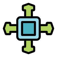 Four way arrow keypad navigation control symbol with square center vector