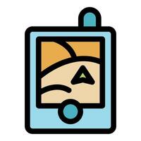 Gps device displaying location on a topographic map vector