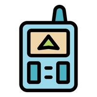 Walkie talkie showing up arrow on screen displaying direction vector
