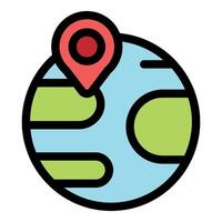 Global positioning system icon showing location on planet earth vector