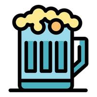 Glass of beer with foam overflowing showing refreshment and relaxation vector