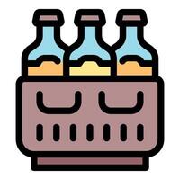 Three bottles inside a cardboard box for carrying drinks vector