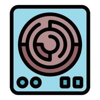 Induction cooker panel showing labyrinth like heating element, modern kitchen appliance vector