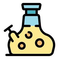 Chemical reaction experiment in bong flask with valve and holes vector