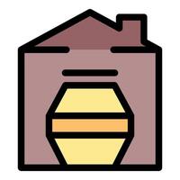 Honey factory processing and packaging sweet nectar into jars vector
