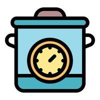 Modern multi cooker with timer showing cooking time vector