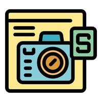 Photo camera saving image file on memory card vector