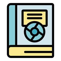 Software box with compact disc and manual containing instructions vector