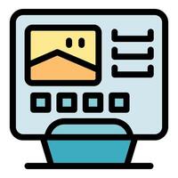 Photo editing software displaying image on computer monitor vector