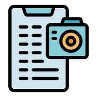 Photo app icon showing taking pictures and editing checklist vector