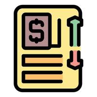 Evaluating money transfer with increasing and decreasing arrows on document vector