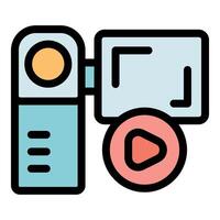 Digital camcorder recording with play button, vector