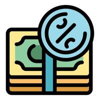 Stack of banknotes with percentage symbol showing interest rate or inflation vector
