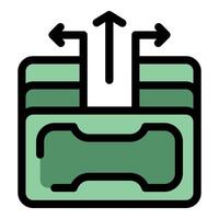 Money transferring from wallet with arrows showing direction vector