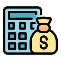 Calculator calculating money bag savings budget icon vector