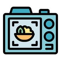 Digital camera capturing image of healthy food in bowl vector