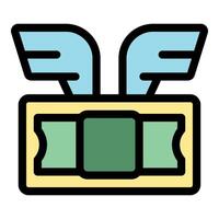 Money transfer with wings representing fast transaction vector