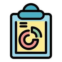 Clipboard showing a colorful pie chart representing business data analysis vector