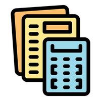 Calculating tax form with electronic calculator icon vector