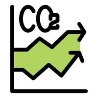 Co2 emissions increasing, graph showing pollution growth vector