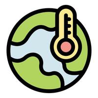 Global warming measuring earth temperature with thermometer icon vector