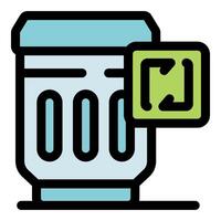 Recycling bin with rotating arrows sign promoting waste sorting and environmental awareness vector