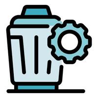 Trash can icon with cogwheel symbolizing settings or maintenance vector