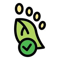 Green footprint leaves positive eco friendly impact, showing approval symbol vector