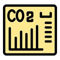 Co2 emission increasing, shown on a monitor with bar chart and scale vector