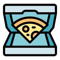 Pizza slice being delivered in a cardboard box vector