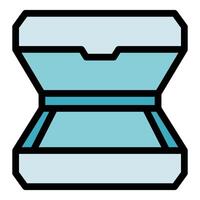 Open empty lunch box or food container with lid vector