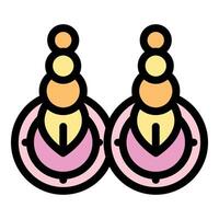 Pair of stylish earrings with colorful beads and pink base vector