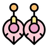 Pair of pink and gold dangle earrings resembling flower petals vector