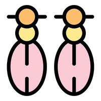 Pair of pink and gold dangle earrings isolated on white background vector