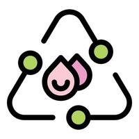 Water recycling process symbolized by triangle and drops vector