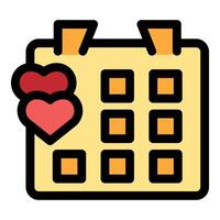 Calendar showing romantic date with two hearts representing love and affection vector
