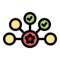 Multichannel marketing campaign achieving goals with checkmarks and star icon vector