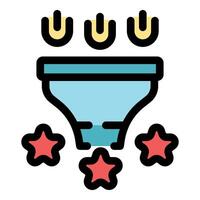 Sales funnel converting leads into loyal customers generating stars as positive feedback vector