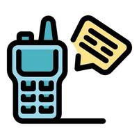 Portable radio transceiver sending a short message vector