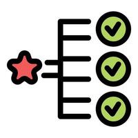 Star rating leading to multiple checkmarks, achieving customer satisfaction vector