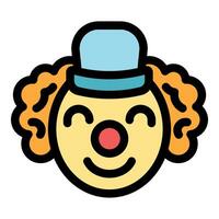 Happy clown face wearing a hat and smiling with closed eyes vector
