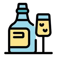 Wine bottle and glass showing tasting process vector