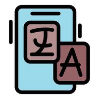 Smartphone translating different languages using online application vector
